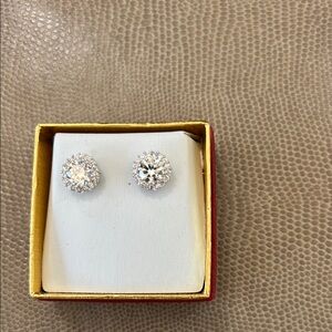 Silver Halo Cluster Earrings